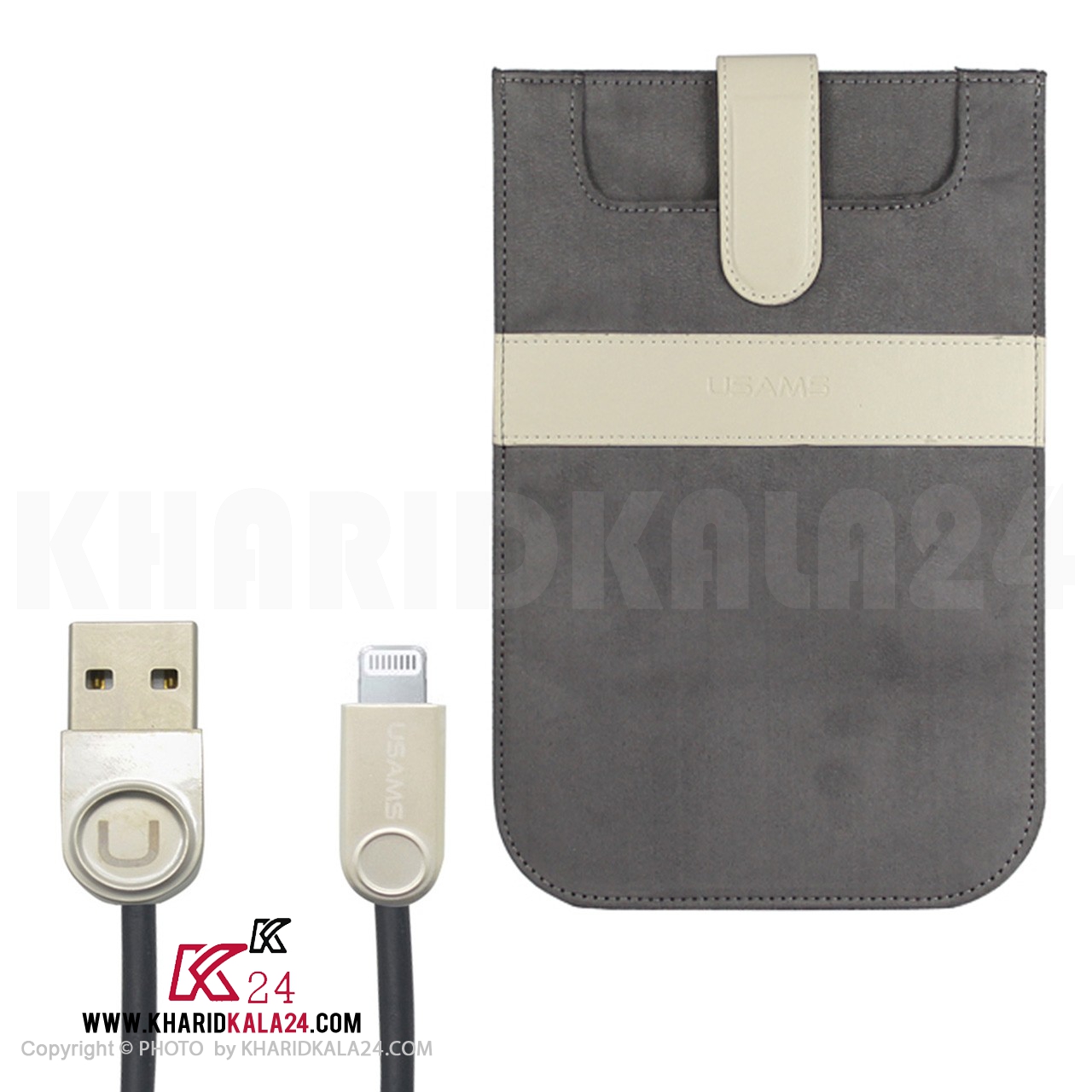 کیف تبلت یوسمز مدل MagBag مناسب تبلت ipad mini به همراه کابل تبدیل USB به لایتنینگ یوسمز مدل Ming