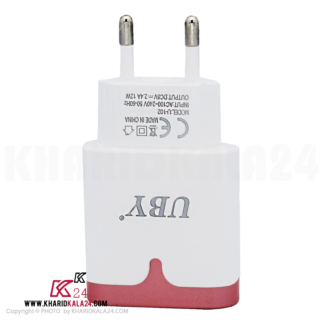 u102-kharidkala24-UBY-No125 شارژر دیواری 2.4 آمپر یو بی وای مدل U-102 همراه با کابل USB به میکرو یو اس بی