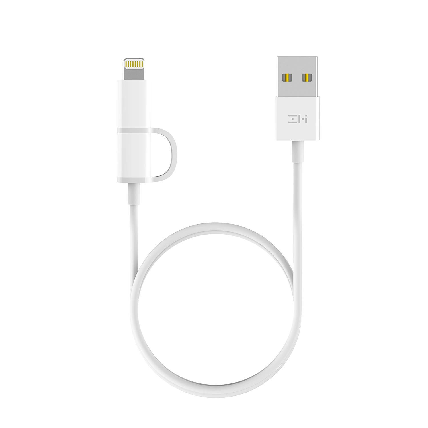 zmi 2 in 1 cable کابل تبدیل دوکاره USB به لایتنینگ/Micro USB زد ام آی مدل al801 طول 1 متر