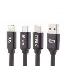 کابل تبدیل USB به microUSB/لایتنینگ/USB-C ارلدام مدل EC-IMC01 3In1 به طول 1.2 متر