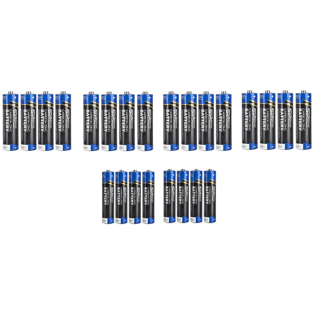 باتری قلمی و نیم قلمی سیلیکون پاور مدل Carbon Zinc بسته 24 عددی باتری قلمی و نیم قلمی سیلیکون پاور مدل Carbon Zinc بسته 24 عددی