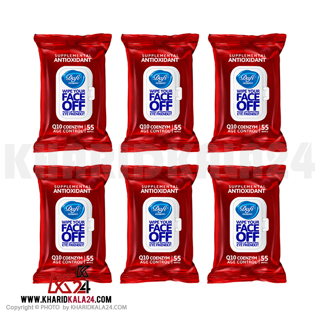 دستمال مرطوب دافی مدل ANTIOXIDANT مجموعه 6 عددی