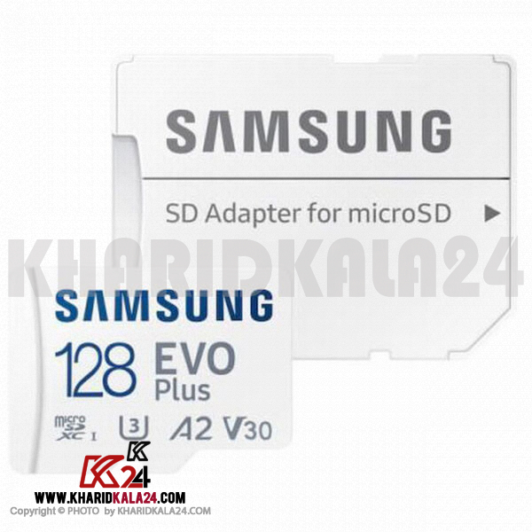 کارت حافظه microSDXC سامسونگ مدل Evo Plus کلاس 10 استاندارد UHS-I U3 سرعت 130MBps همراه با آداپتور SD ظرفیت 128 گیگابایت