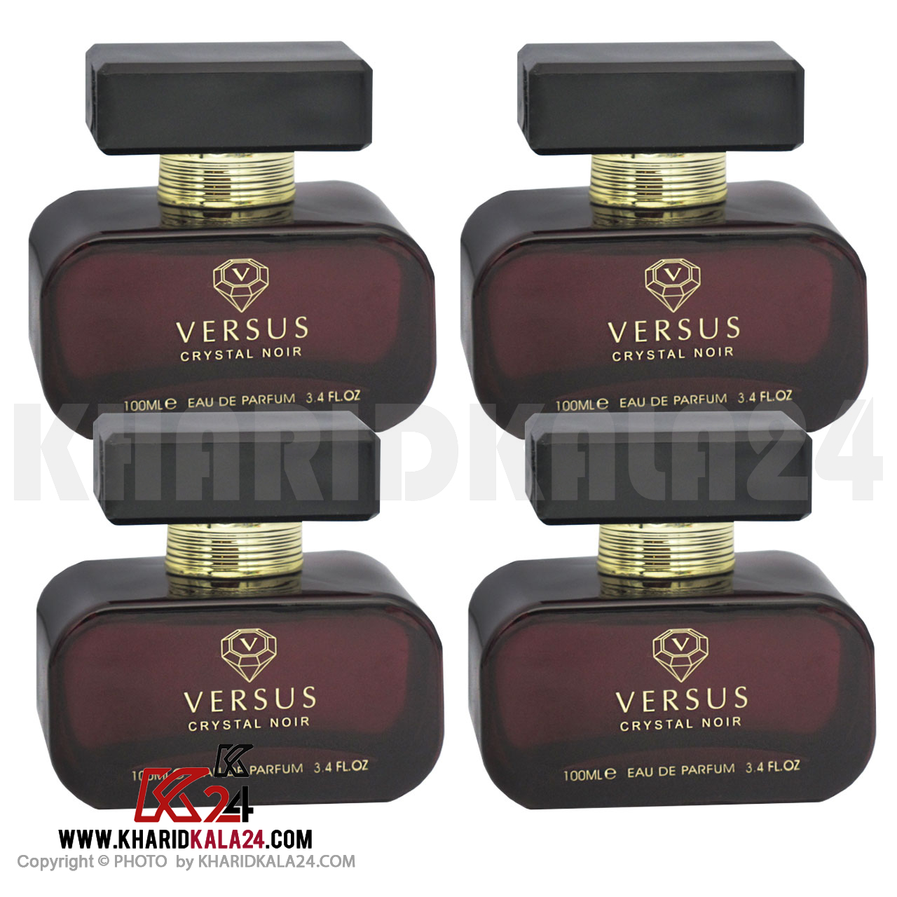 VERESUS-CRYSTAL-NOIR--4PCS ادوپرفیوم زنانه فراگرنس ورد مدل VERSUS CRYSTAL NOIR حجم 100 میلی لیتر مجموعه 4 عددی